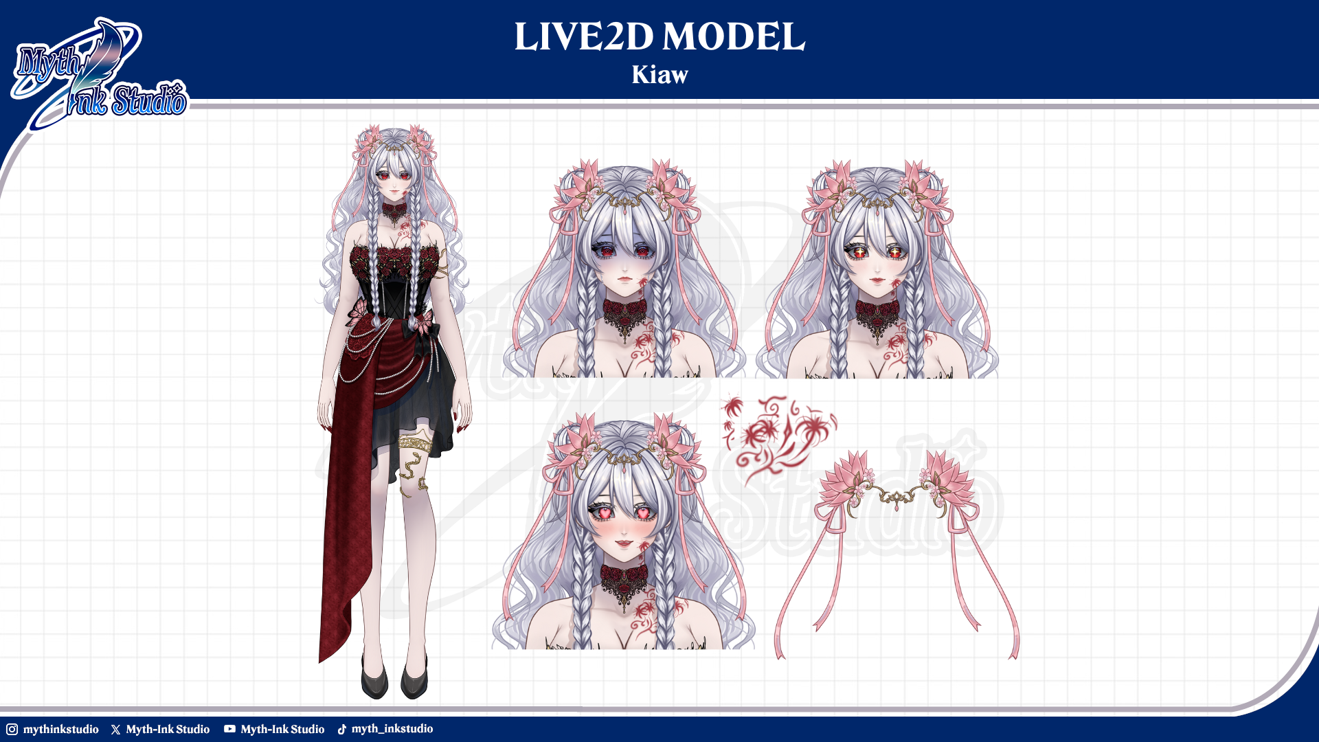 Kiaw Live2D character art - Custom VTuber model design